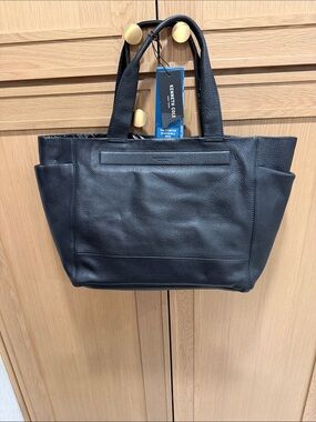 Kenneth Cole Black Pebbled Leather Laptop Tote